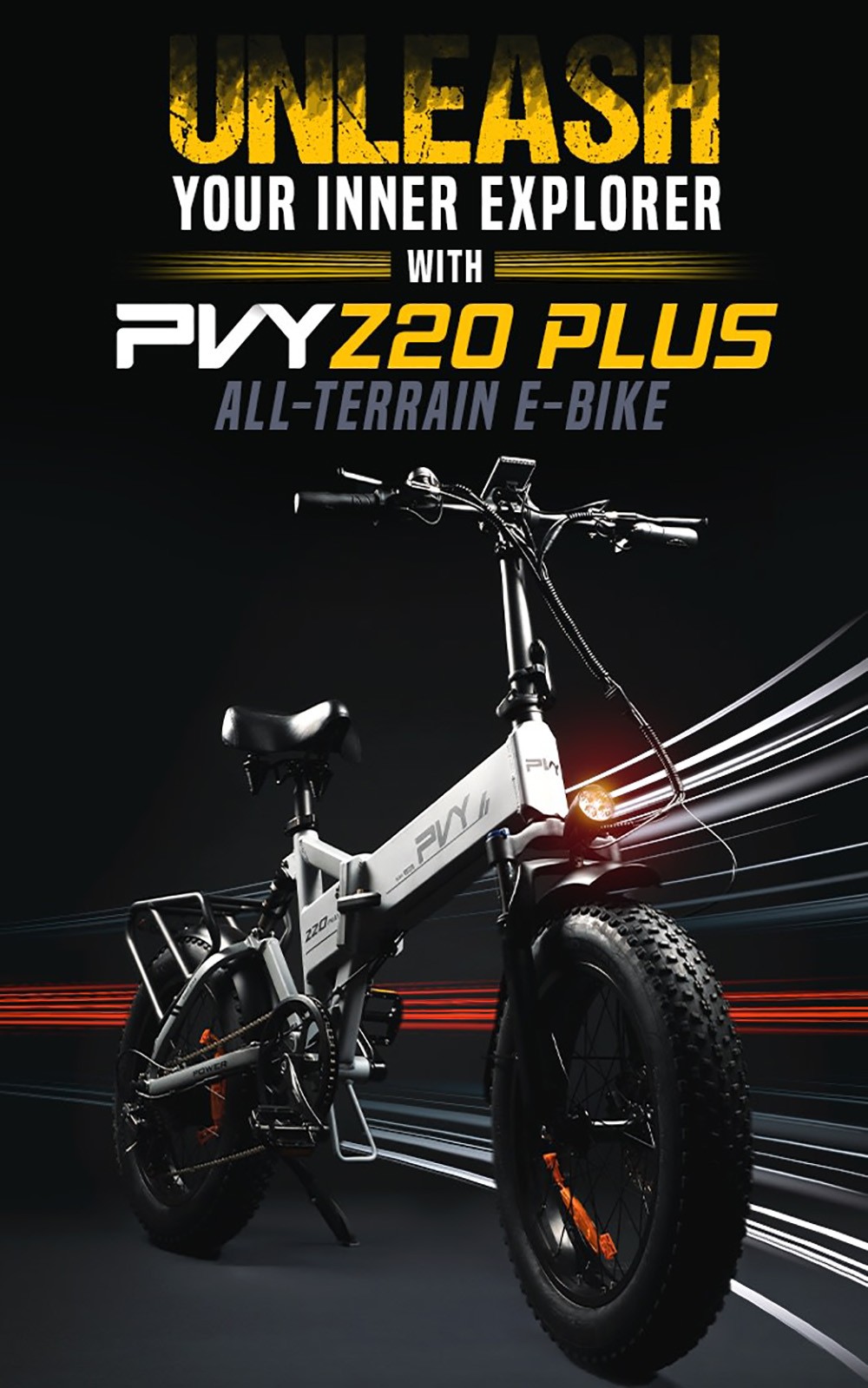PVY Z20 Plus Folding E-bike 20*4 0in Fat Tires 1000W Motor 50km/h Speed 16 5Ah Battery 80-120km Range 150kg Load - Grey