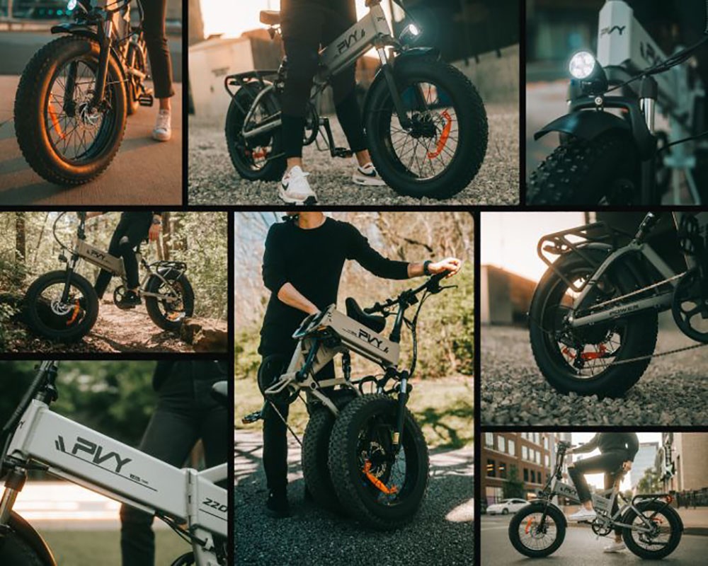 PVY Z20 Plus Folding E-bike 20*4 0in Fat Tires 1000W Motor 50km/h Speed 16 5Ah Battery 80-120km Range 150kg Load - Grey