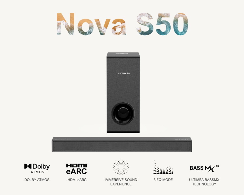 Ultimea Nova S50 Soundbar 3 Speakers 3D Surround Sound 2 1 Channel Speaker