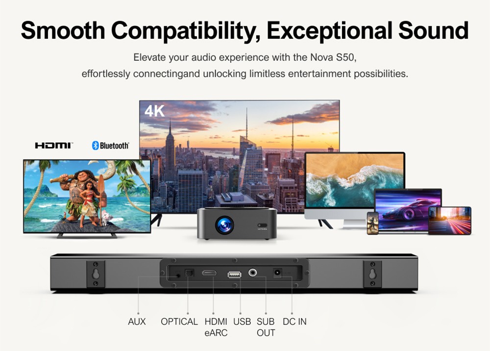 Ultimea Nova S50 Soundbar 3 Speakers 3D Surround Sound 2 1 Channel Speaker