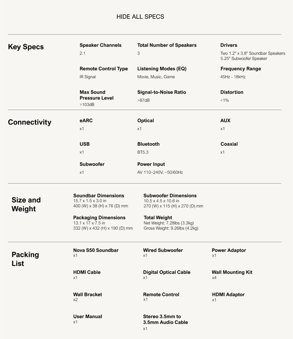 Ultimea Nova S50 Soundbar 3 Speakers 3D Surround Sound 2 1 Channel Speaker