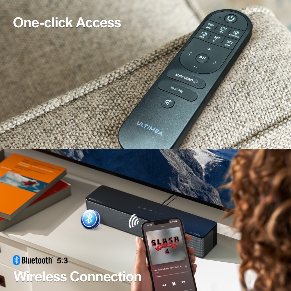 Ultimea Poseidon D60 Soundbar Subwoofer Speaker Kit Dolby Atmos 5 1 Adjustable Surround Level Multiple Modes