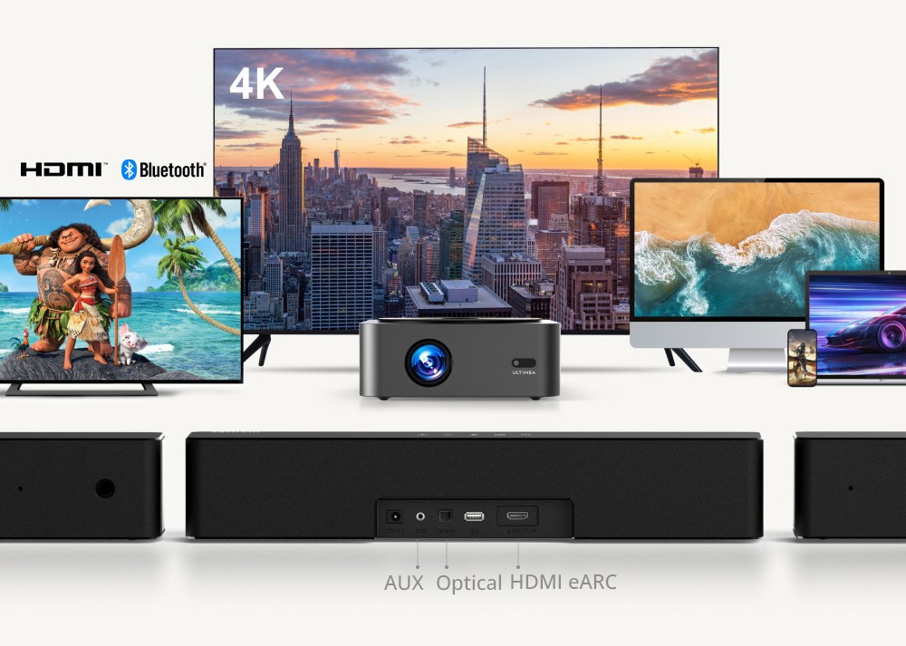 Ultimea Poseidon D60 Soundbar Subwoofer Speaker Kit Dolby Atmos 5 1 Adjustable Surround Level Multiple Modes