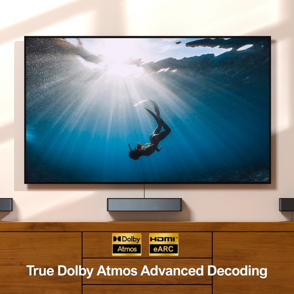 Ultimea Poseidon D60 Soundbar Subwoofer Speaker Kit Dolby Atmos 5 1 Adjustable Surround Level Multiple Modes