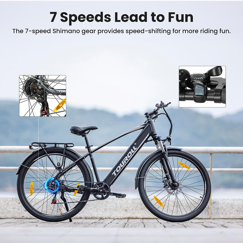 Touroll J1 Trekking Bike with 250W Motor  27 5in Wheels  561 6Wh Battery  100km Range  Mechanical Disc Brake