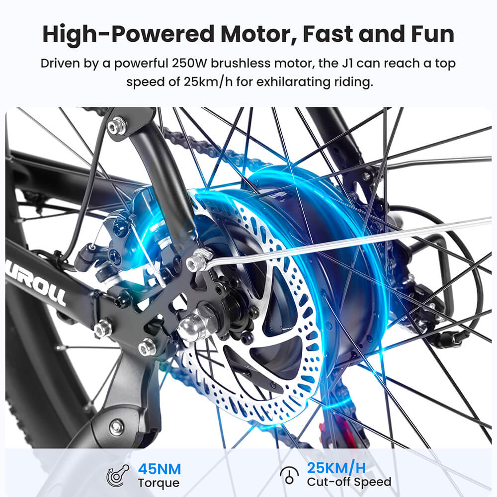 Touroll J1 Trekking Bike with 250W Motor  27 5in Wheels  561 6Wh Battery  100km Range  Mechanical Disc Brake