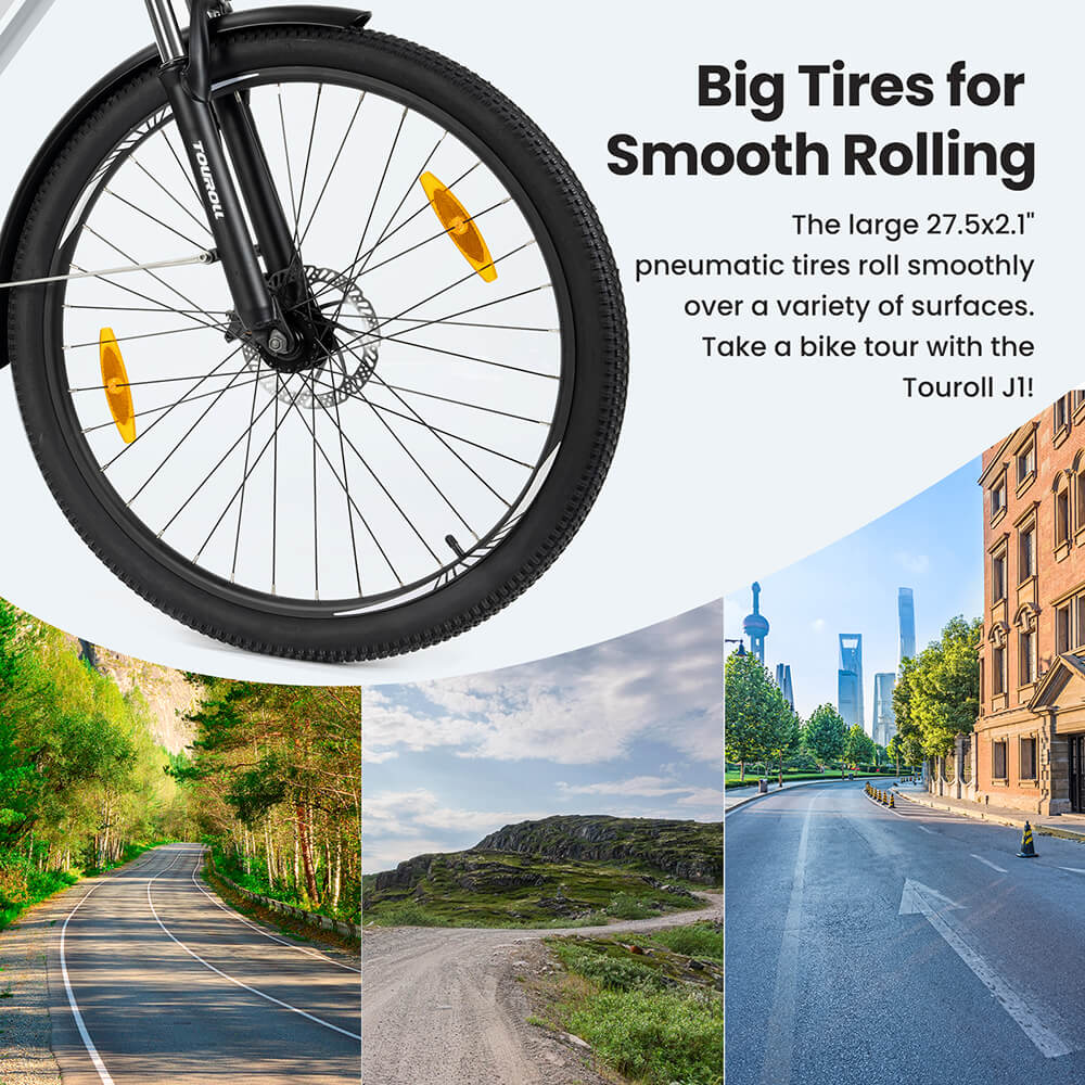 Touroll J1 Trekking Bike with 250W Motor  27 5in Wheels  561 6Wh Battery  100km Range  Mechanical Disc Brake