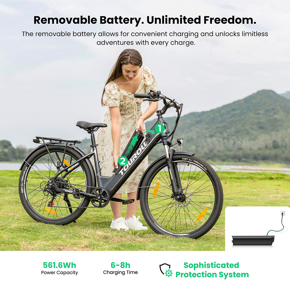 Touroll J1 ST Trekking Bike with 250W Motor  27 5in Wheels  561 6Wh Battery  100km Range  Mechanical Disc Brake