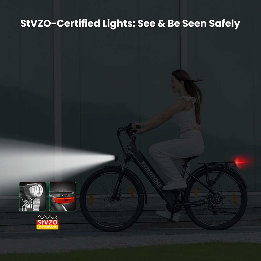 Touroll J1 ST Trekking Bike with 250W Motor  27 5in Wheels  561 6Wh Battery  100km Range  Mechanical Disc Brake