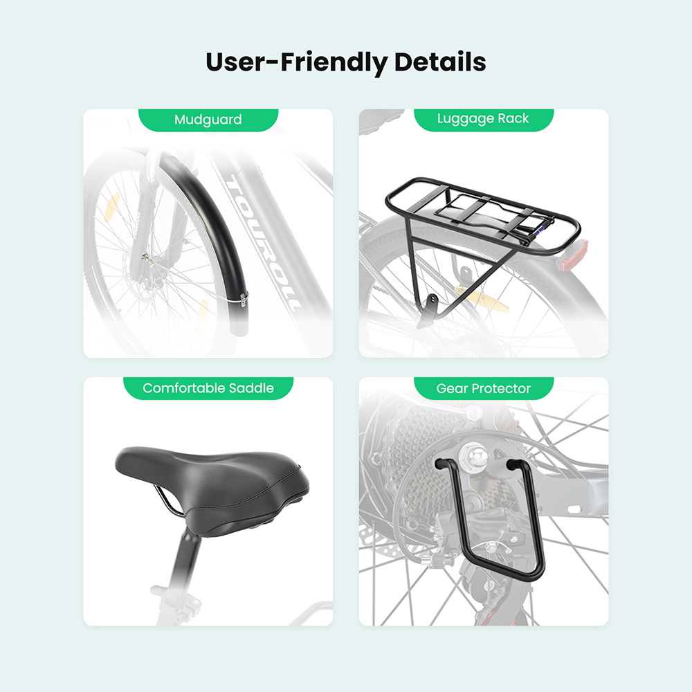 Touroll J1 ST Trekking Bike with 250W Motor  27 5in Wheels  561 6Wh Battery  100km Range  Mechanical Disc Brake