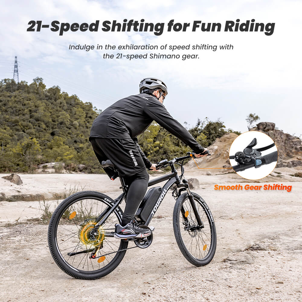 Touroll U1 26 MTB Electric Bike with 250W Motor 13Ah Removable Li-ion Battery 65KM Range CST Off-Road Tires 21-Speed Shiman