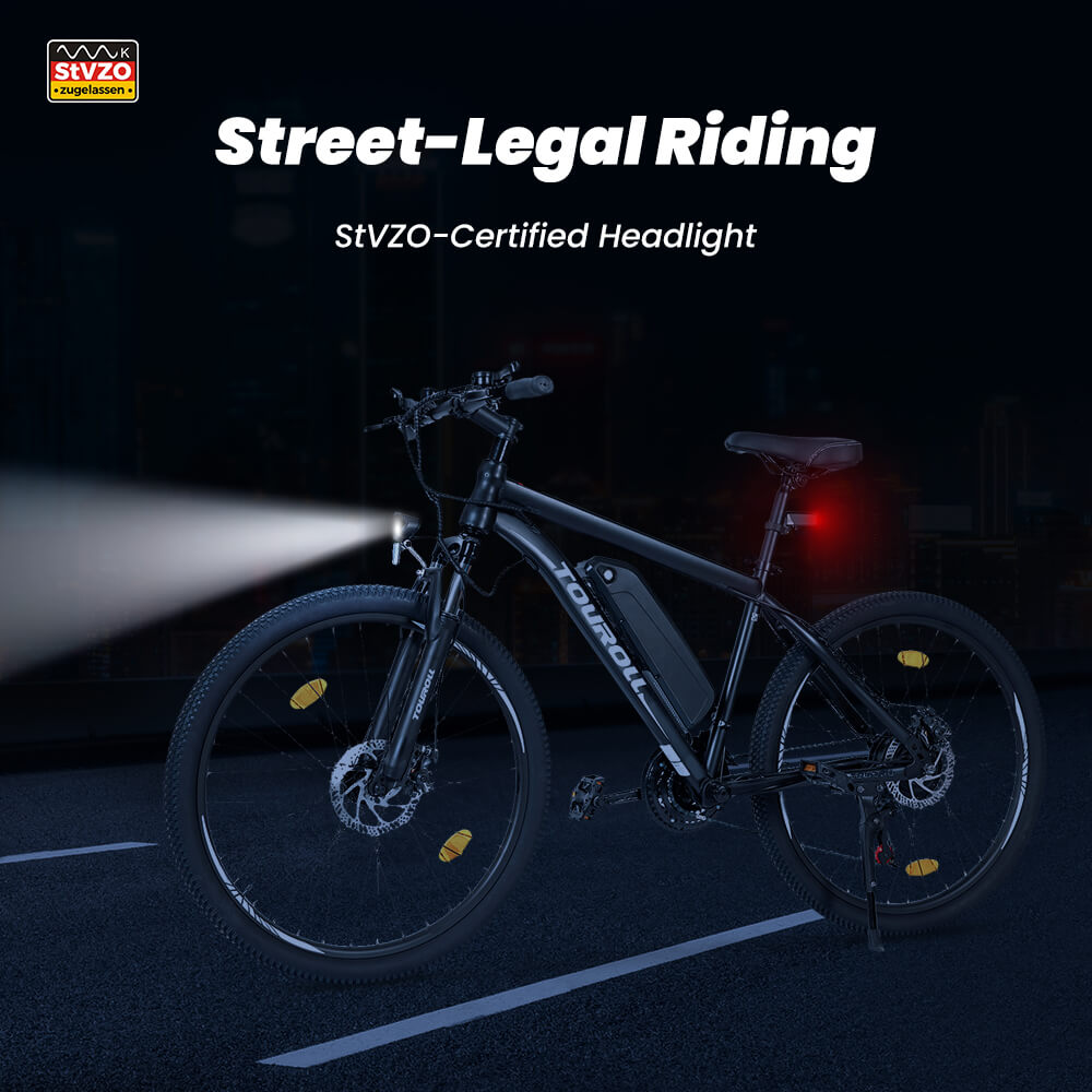 Touroll U1 29 MTB Electric Bike with 250W Motor 13Ah Removable Li-ion Battery 65KM Range 29x2 25' CST Off-Road Tires 21-Spe