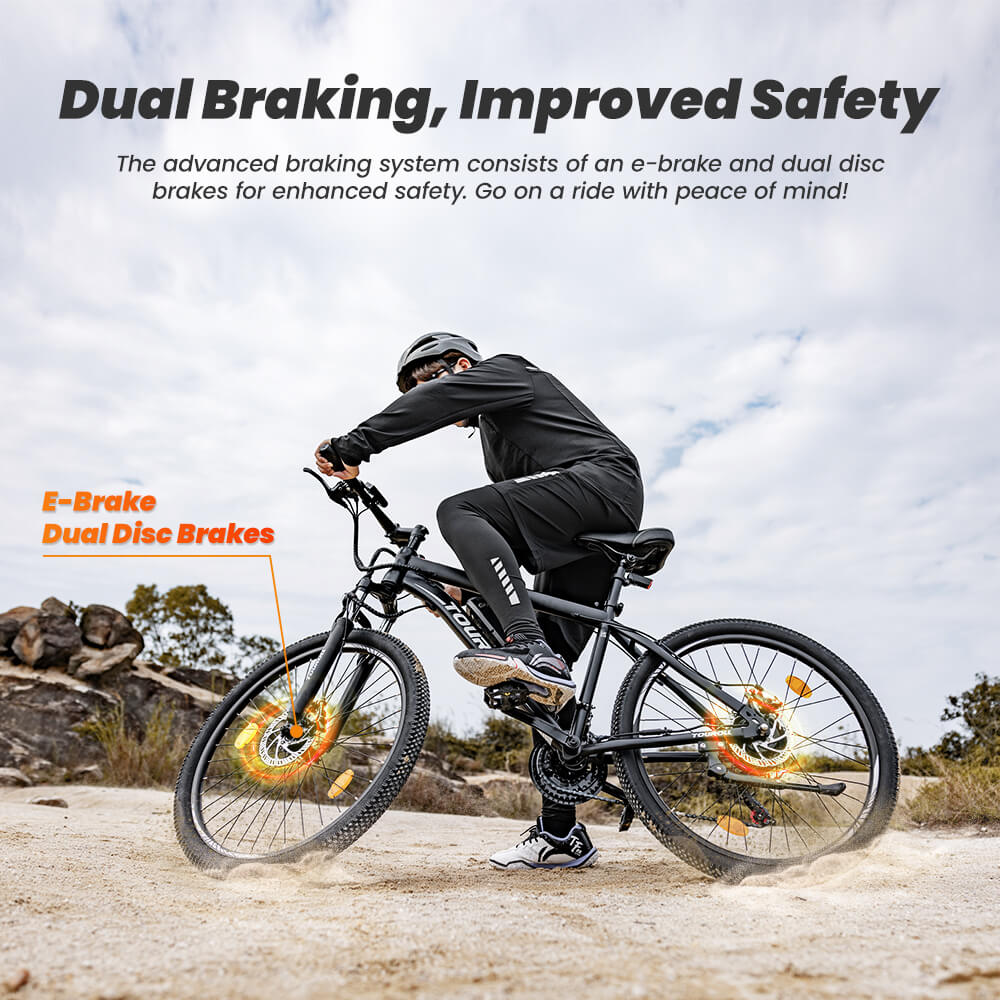 Touroll U1 29 MTB Electric Bike with 250W Motor 13Ah Removable Li-ion Battery 65KM Range 29x2 25' CST Off-Road Tires 21-Spe