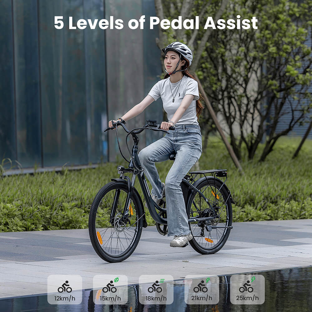 Touroll B1 Electric City Bike with powerful motor 45Nm Torque 15 6Ah Battery 7-Speed Shimano Gear