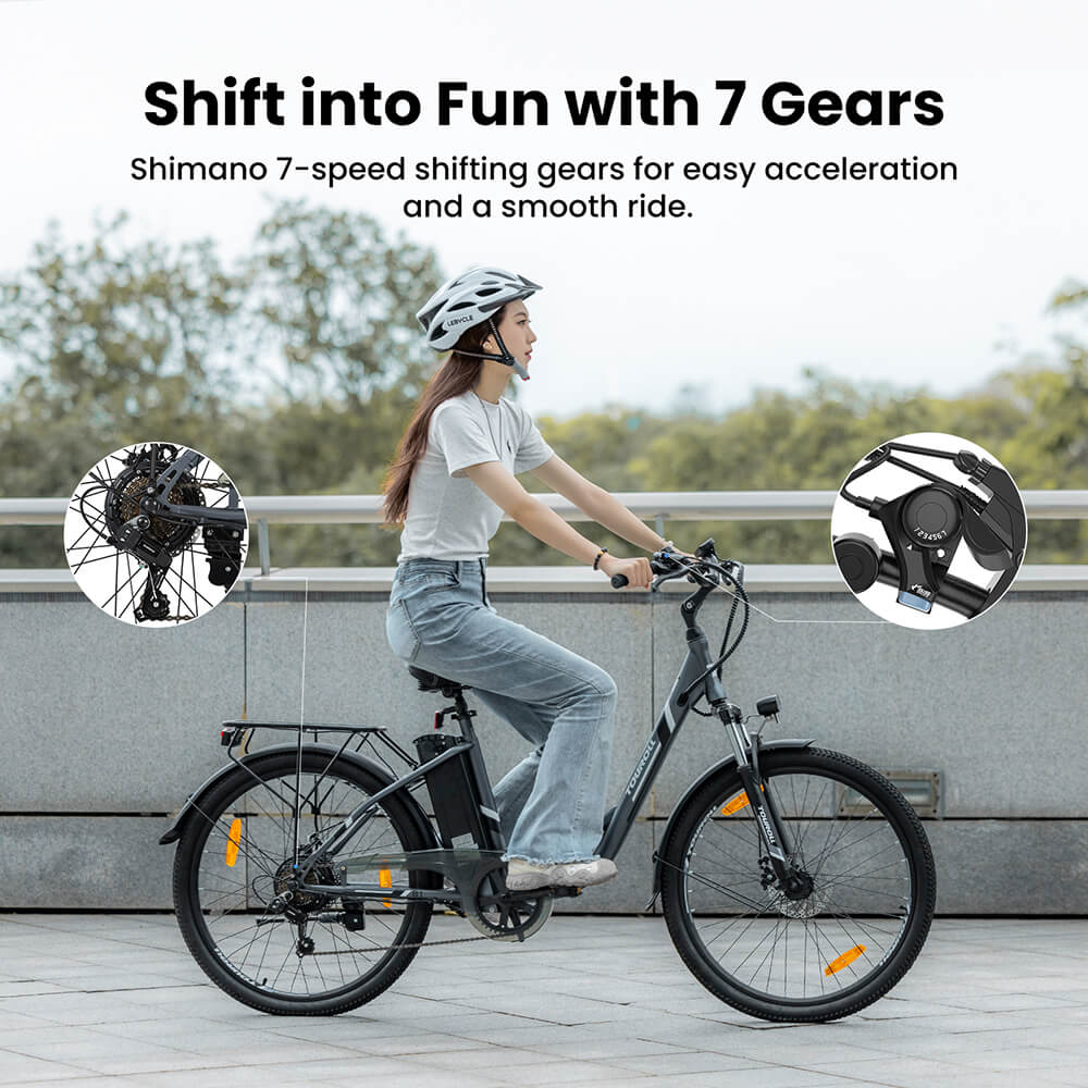 Touroll B1 Electric City Bike with powerful motor 45Nm Torque 15 6Ah Battery 7-Speed Shimano Gear