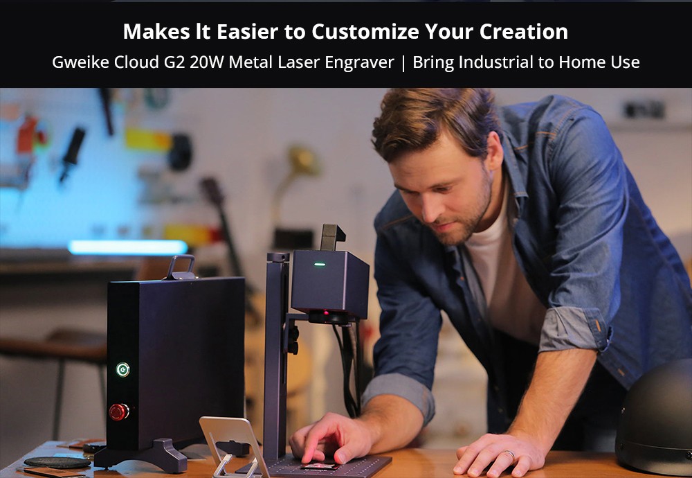 Gweike G2 20W Laser Engraver Manual Lift Edition Max 15000mm/s Engraving Speed 0 001mm Accuracy HD 8K Resolution Air Coolin