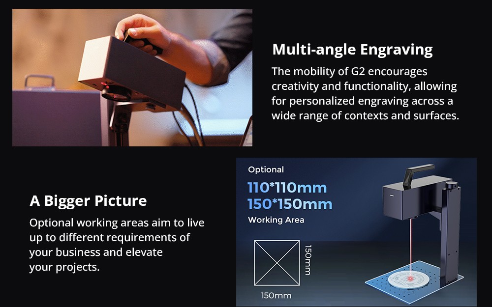 Gweike G2 20W Laser Engraver Manual Lift Edition Max 15000mm/s Engraving Speed 0 001mm Accuracy HD 8K Resolution Air Coolin