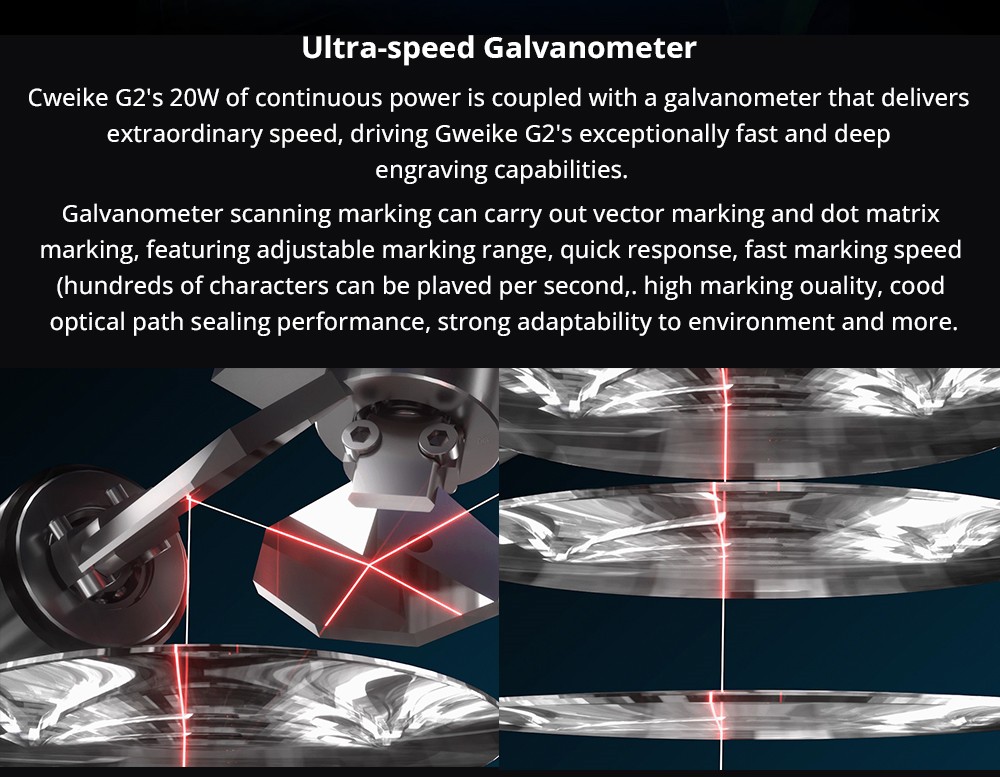 Gweike G2 20W Laser Engraver Electric Lift Edition Max 15000mm/s Engraving Speed 0 001mm Accuracy HD 8K Resolution Air Cool