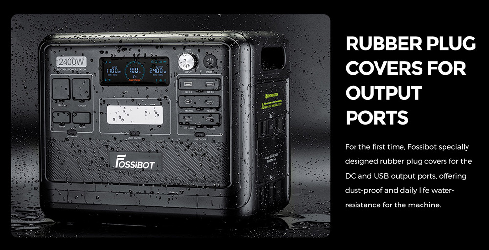 FOSSiBOT F2400 Portable Power Station 2048Wh/640000mAh LiFePO4 Battery 2400W 4600W Peak Solar Generator 3xAC RV Car USB Typ
