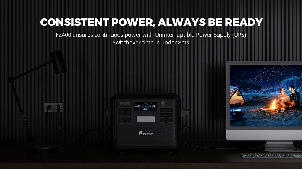 FOSSiBOT F2400 Portable Power Station 2048Wh/640000mAh LiFePO4 Battery 2400W 4600W Peak Solar Generator 3xAC RV Car USB Typ