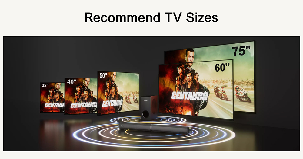 Ultimea Apollo S50 4 1ch Detachable Soundbar with Subwoofer Bluetooth 5 3 Adjustable Bass Level 3 EQ Modes