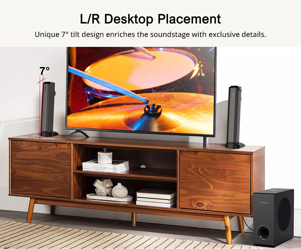 Ultimea Apollo S50 4 1ch Detachable Soundbar with Subwoofer Bluetooth 5 3 Adjustable Bass Level 3 EQ Modes