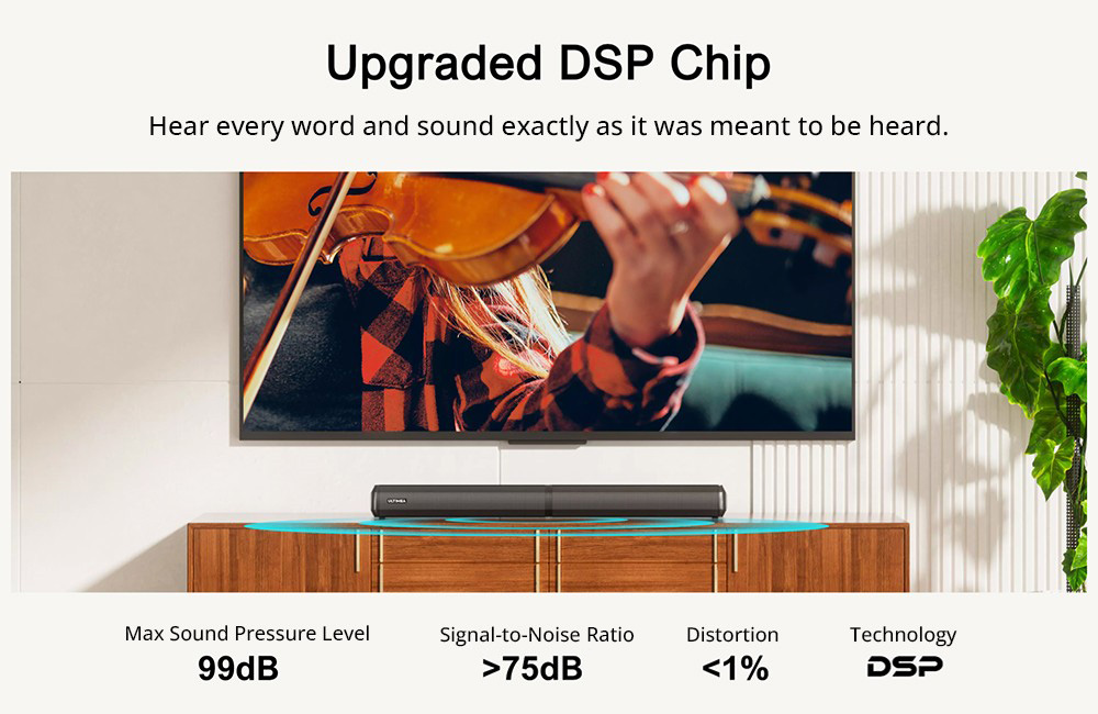 Ultimea Apollo S50 4 1ch Detachable Soundbar with Subwoofer Bluetooth 5 3 Adjustable Bass Level 3 EQ Modes