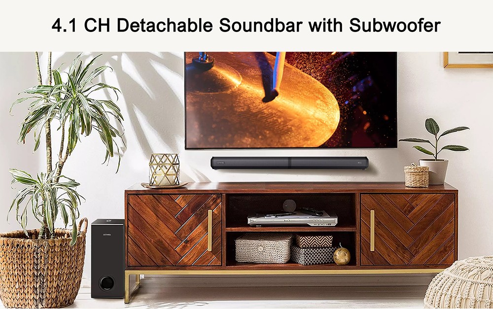 Ultimea Apollo S50 4 1ch Detachable Soundbar with Subwoofer Bluetooth 5 3 Adjustable Bass Level 3 EQ Modes