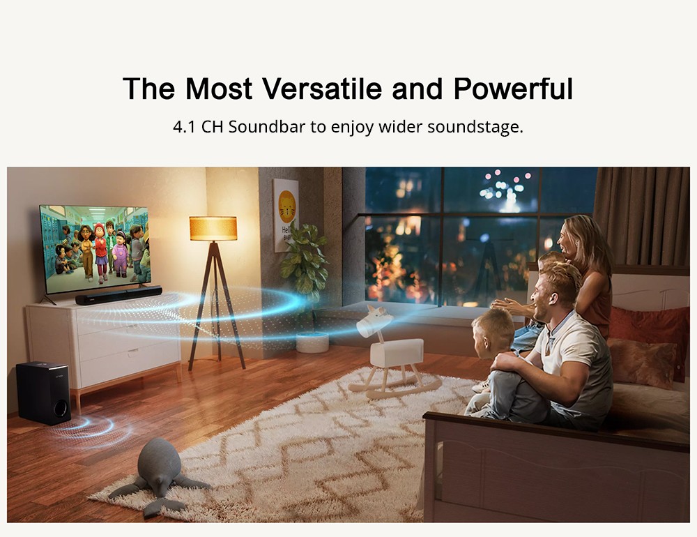 Ultimea Apollo S50 4 1ch Detachable Soundbar with Subwoofer Bluetooth 5 3 Adjustable Bass Level 3 EQ Modes