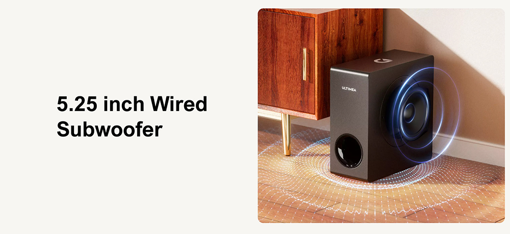 Ultimea Apollo S50 4 1ch Detachable Soundbar with Subwoofer Bluetooth 5 3 Adjustable Bass Level 3 EQ Modes