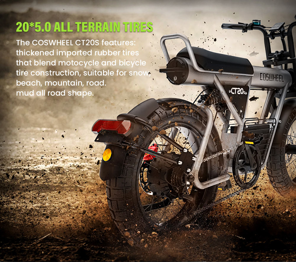 COSWHEEL CT20S Electric Bike, 1500W Motor, 60V 27.5Ah Battery, 20*5.0 ...