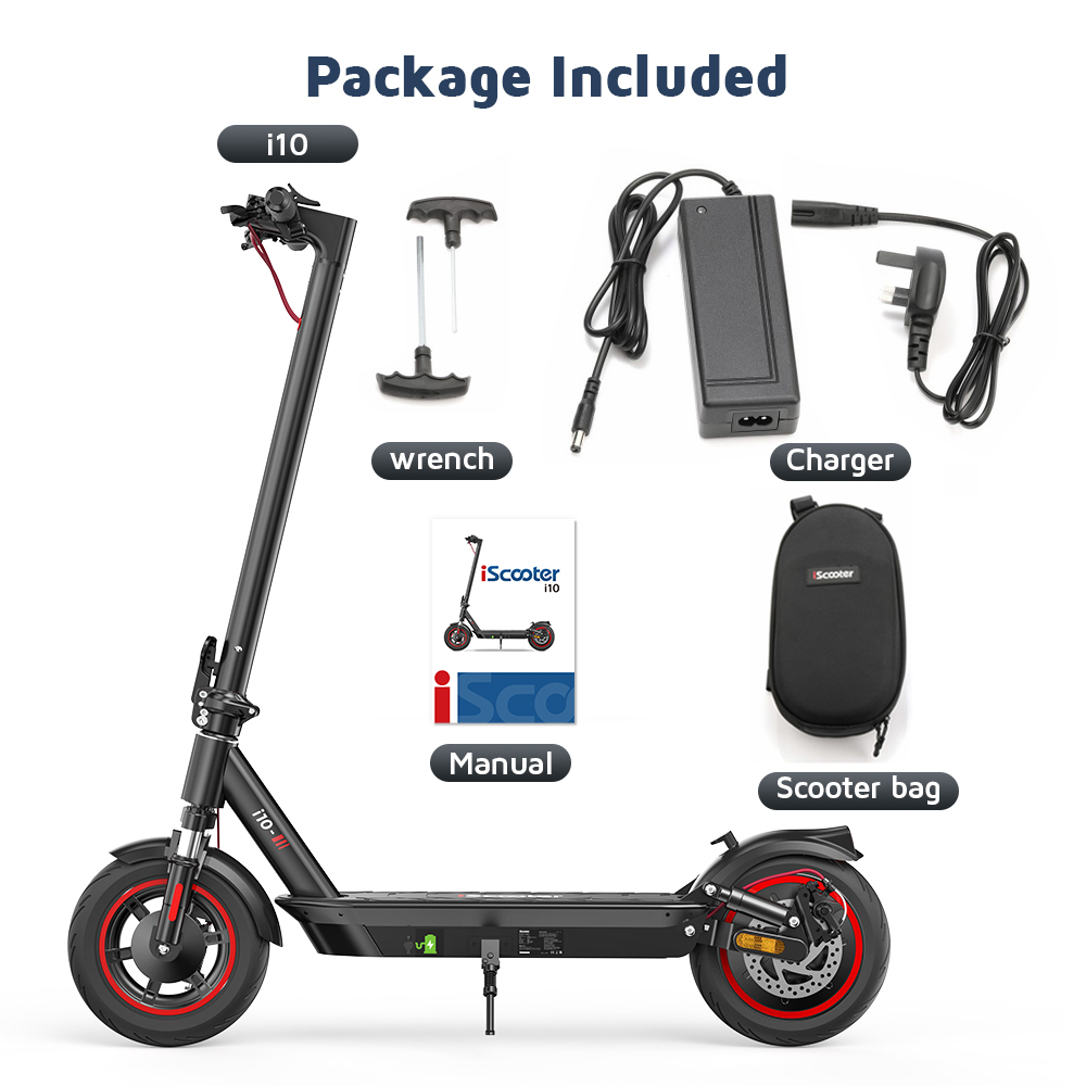 iScooter i10 Electric Scooter 650W Motor 36V 15Ah 10-inch Pneumatic Tire 40km/h Max Speed 45km Max Range ‎Front and Rea