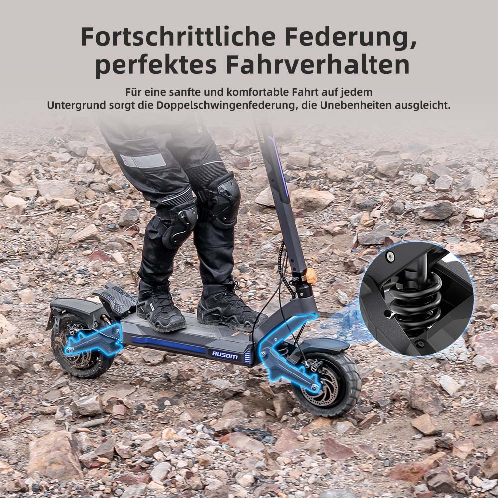 Ausom DT2 Pro Elektroroller  2*1100W Motor  52V 23 4Ah  10*3 0 Zoll Reifen  68 km/h Höchstgeschwindigkeit  115 km maximale Rei