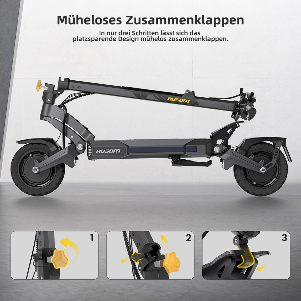 Ausom DT2 Pro Elektroroller  2*1100W Motor  52V 23 4Ah  10*3 0 Zoll Reifen  68 km/h Höchstgeschwindigkeit  115 km maximale Rei