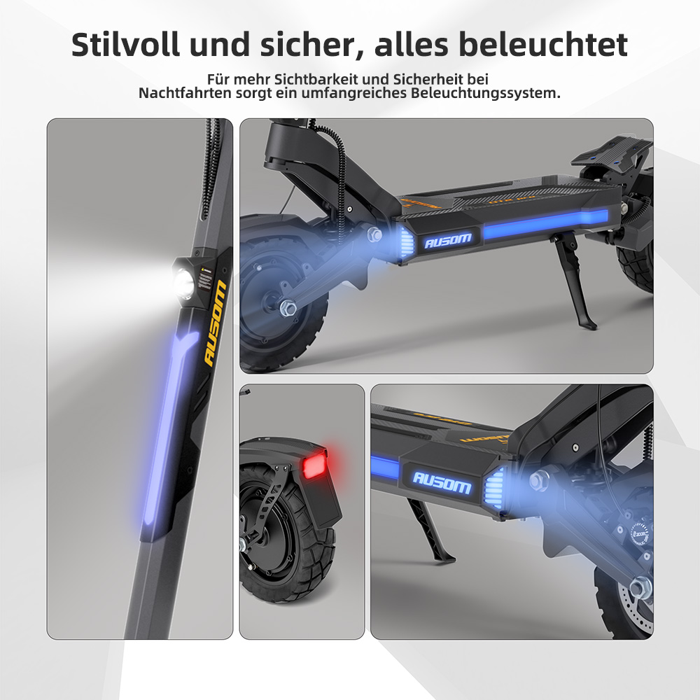 Ausom DT2 Pro Elektroroller  2*1100W Motor  52V 23 4Ah  10*3 0 Zoll Reifen  68 km/h Höchstgeschwindigkeit  115 km maximale Rei