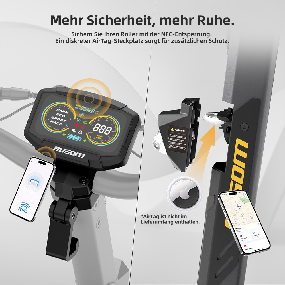 Ausom DT2 Pro Elektroroller  2*1100W Motor  52V 23 4Ah  10*3 0 Zoll Reifen  68 km/h Höchstgeschwindigkeit  115 km maximale Rei