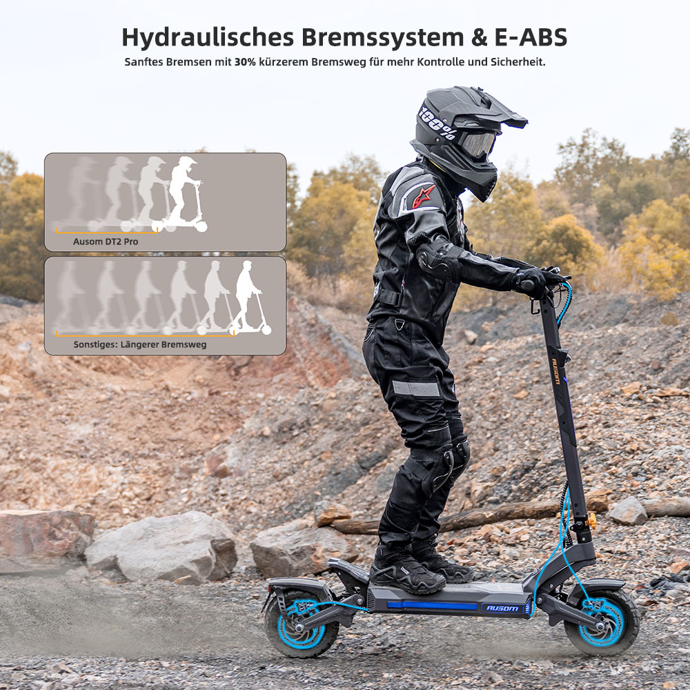 Ausom DT2 Pro Elektroroller  2*1100W Motor  52V 23 4Ah  10*3 0 Zoll Reifen  68 km/h Höchstgeschwindigkeit  115 km maximale Rei