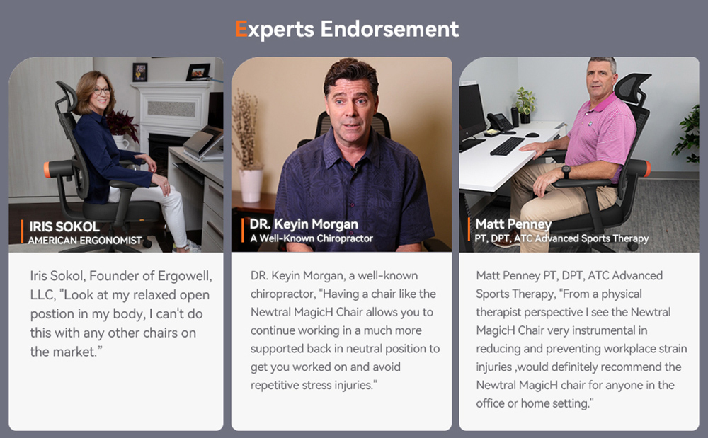 NEWTRAL MAGICH002 Ergonomic Office Chair Auto-Following Backrest Adaptive Lower Back Support Adjustable Headrest Seat Depth