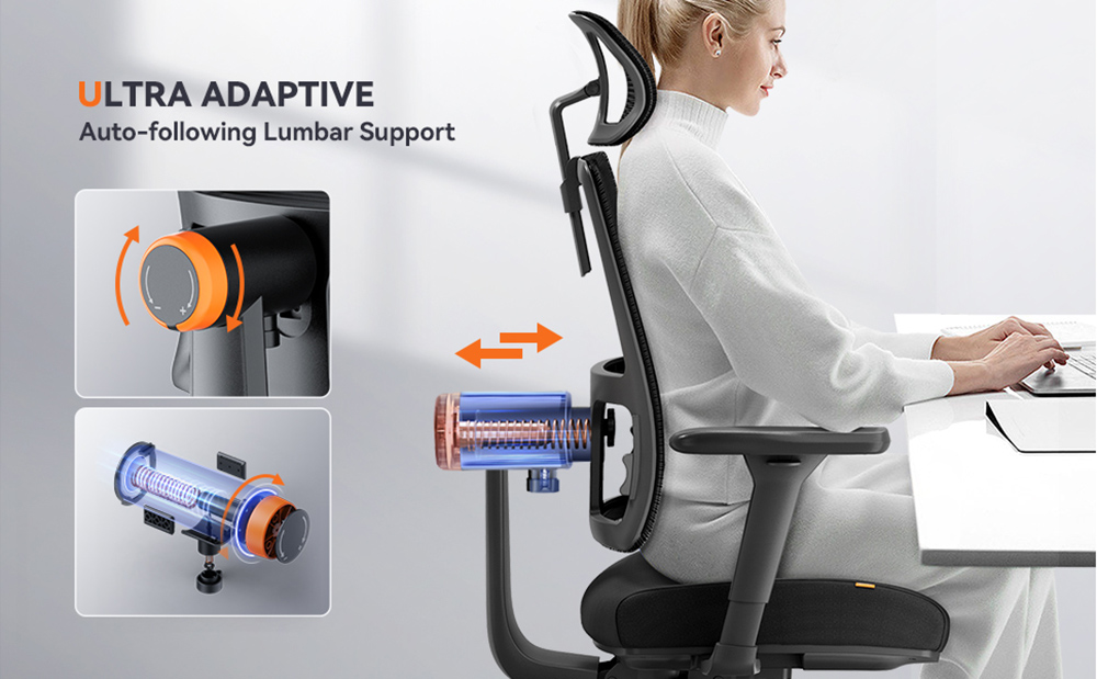 NEWTRAL MAGICH002 Ergonomic Office Chair Auto-Following Backrest Adaptive Lower Back Support Adjustable Headrest Seat Depth