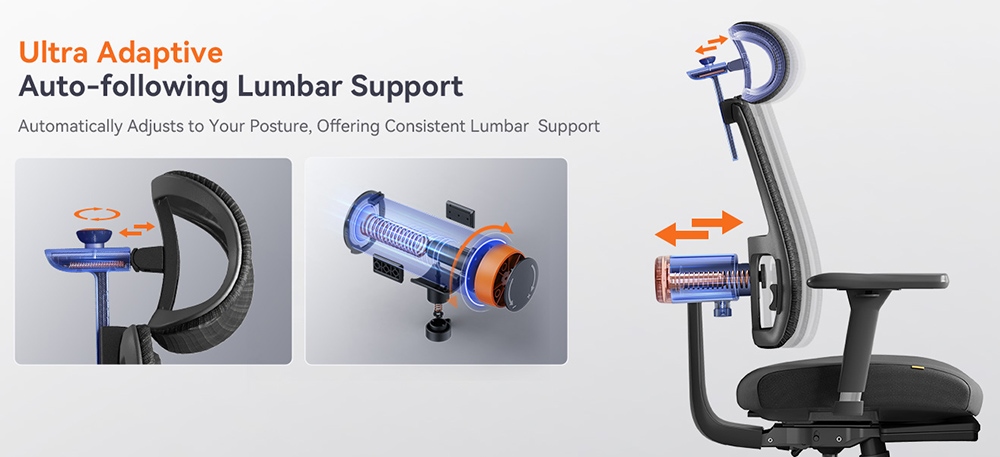 NEWTRAL MagicH-BPro Ergonomic Office Chair with Footrest High-Backed Desk Chair with Adaptive Lumbar Support