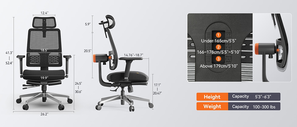 NEWTRAL MagicH-BPro Ergonomic Office Chair with Footrest High-Backed Desk Chair with Adaptive Lumbar Support