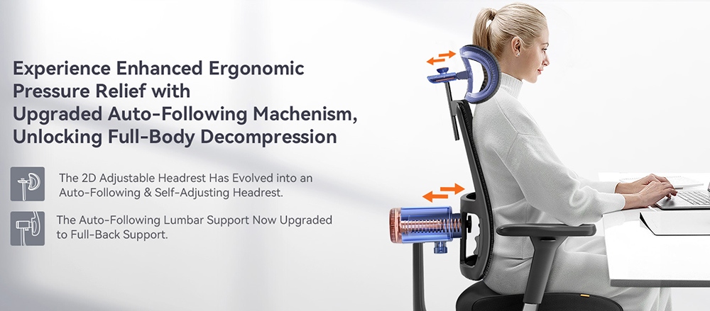 NEWTRAL MagicH-BPro Ergonomic Office Chair with Footrest High-Backed Desk Chair with Adaptive Lumbar Support