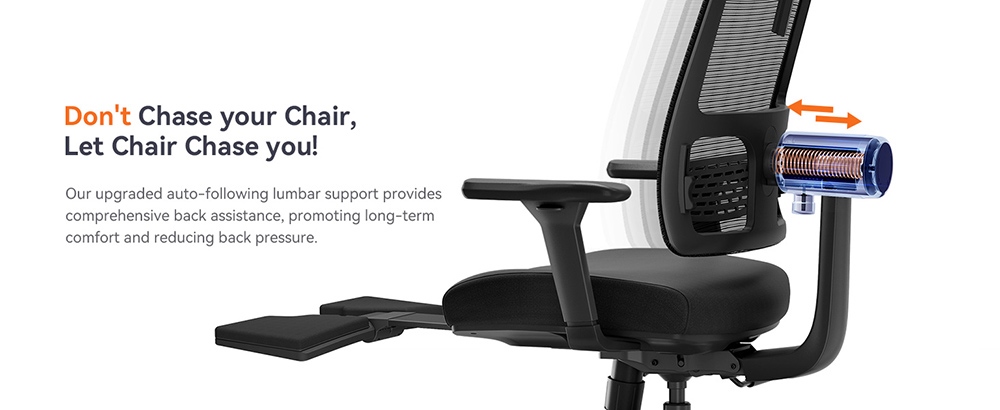 NEWTRAL MagicH-BP Ergonomic Office Chair with Footrest Home Office Desk Chair with Auto-Following Lumbar Support 4D Armrest
