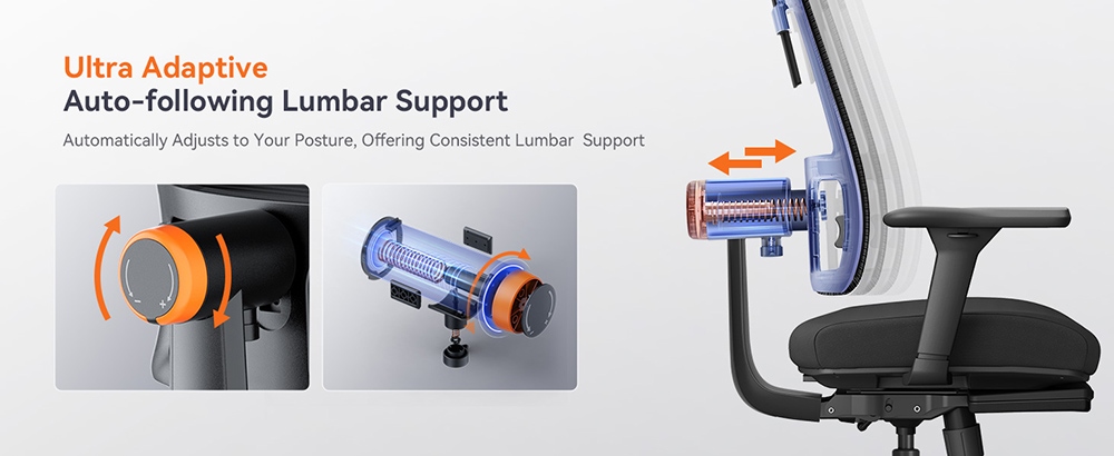 NEWTRAL MagicH-BP Ergonomic Office Chair with Footrest Home Office Desk Chair with Auto-Following Lumbar Support 4D Armrest