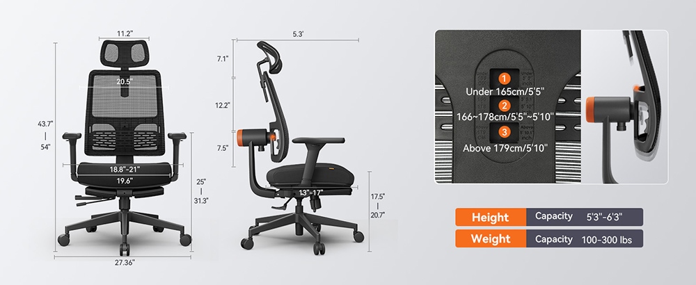 NEWTRAL MagicH-BP Ergonomic Office Chair with Footrest Home Office Desk Chair with Auto-Following Lumbar Support 4D Armrest