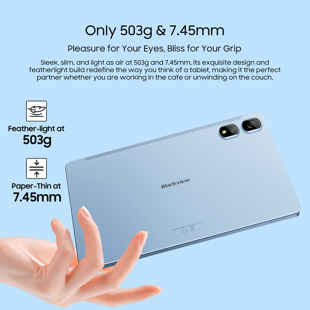 Blackview Tab 16 Pro Android 14 Tablet  11-inch 1200*1920 IPS Screen  UNISOC Tiger T616 8 Cores Max 2 0GHz  8GB RAM 256GB ROM