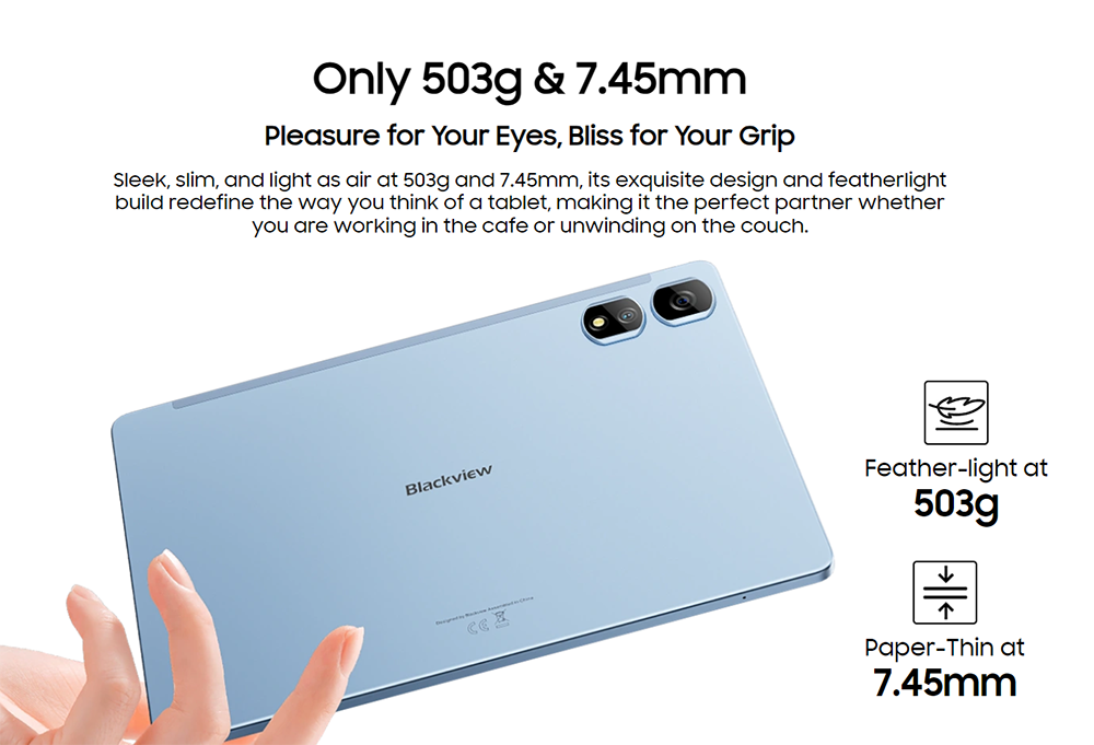 Blackview Tab 16 Pro Android 14 Tablet  11-inch 1200*1920 IPS Screen  UNISOC Tiger T616 8 Cores Max 2 0GHz  8GB RAM 256GB ROM