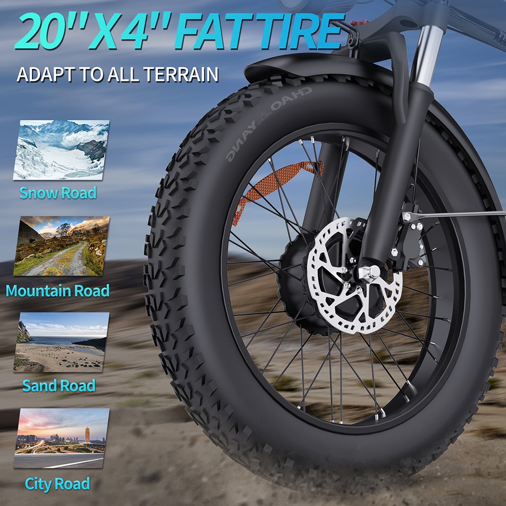 Ridstar H20 Pro Electric Bike 1000W*2 Motor 48V 23AH Battery 20*4 Inch Fat Tires 49km/h Max Speed 112km Range Hydraulic D