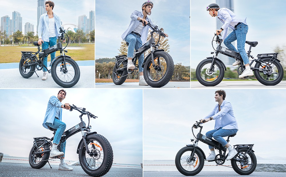 Ridstar H20 Pro Electric Bike 1000W*2 Motor 48V 23AH Battery 20*4 Inch Fat Tires 49km/h Max Speed 112km Range Hydraulic D