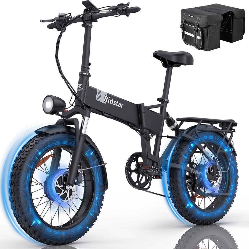 Ridstar H20 Pro Electric Bike 1000W*2 Motor 48V 23AH Battery 20*4 Inch Fat Tires 49km/h Max Speed 112km Range Hydraulic D